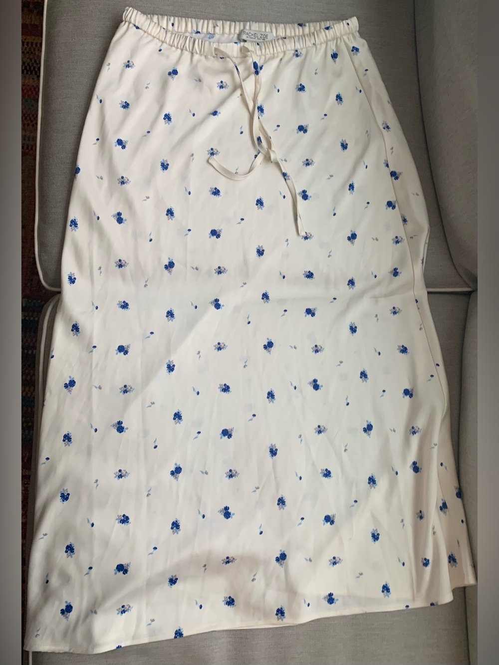 Rachel Zoe White Skirt with Blue Floral Print
